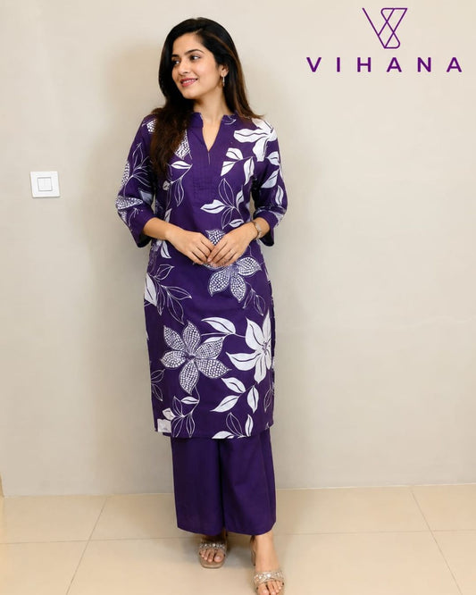 Purple Floral Co-ord Set Purple
