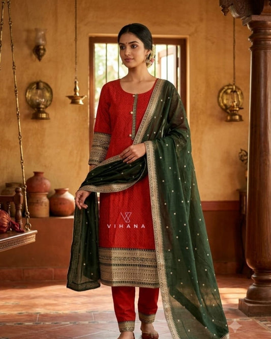 Salwar Suit Set Party Wear Brick Color-AKSHVHI-134