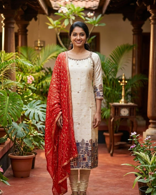 Salwar Suit Set Off White Party Wear