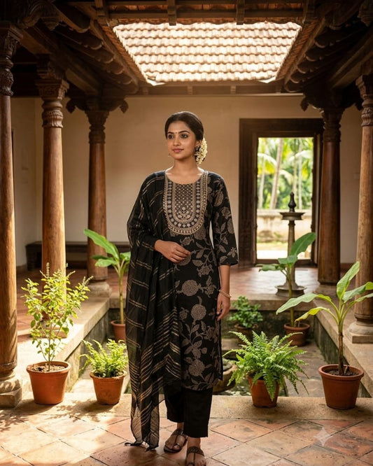 Salwar Suit Set Diya Vertican Printed