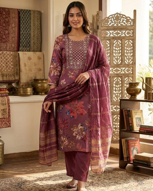 Salwar Suit Set Diya Vertican Printed