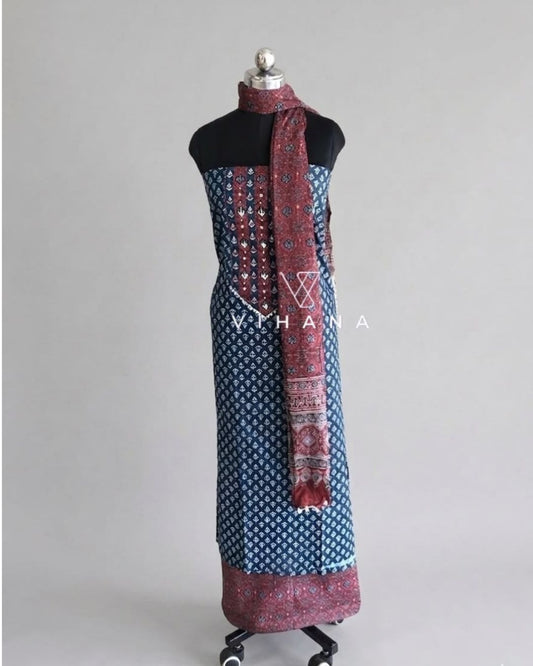 Salwar Suit Materials Cotton Hand Work Screen Print Salwar Set