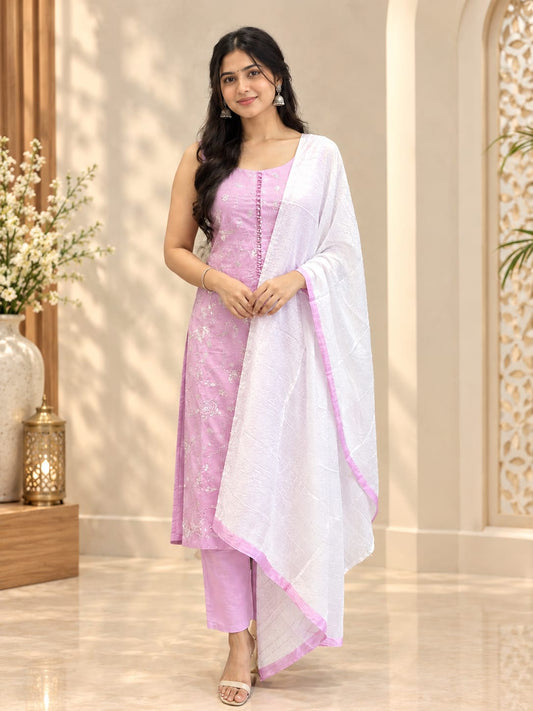 Salwar Suit Set Silk Lavender Color AKSHVHI-205