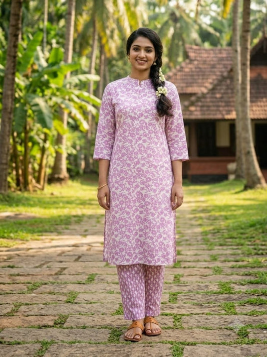 Elegant Lavender Printed Cord Set-AKSHVHI-36