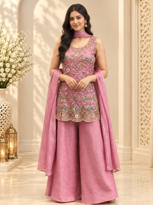 Sharara Palazzo Pink Color AKSHVHI-208