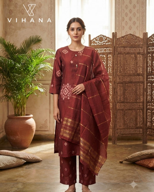 Brownish Maroon Color Salwar Suit Set Vatican Printed-AKSHVHI-141
