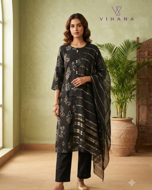 Black Color Salwar Suit Set Vatican Printed-AKSHVHI-145