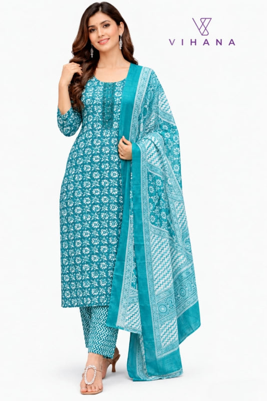 Salwar suit set Teal Blue Color AKSHVHI-216