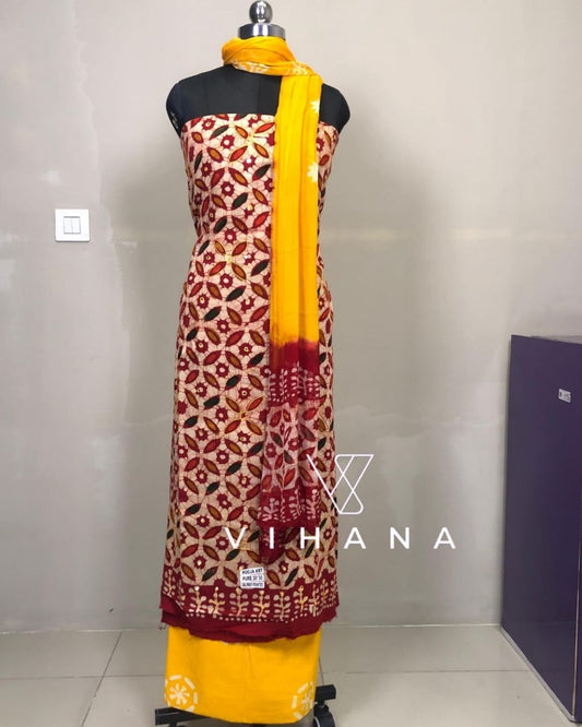Salwar Suit Mirror Aari Print Red & Multi Color Material-AKSHVHI-132