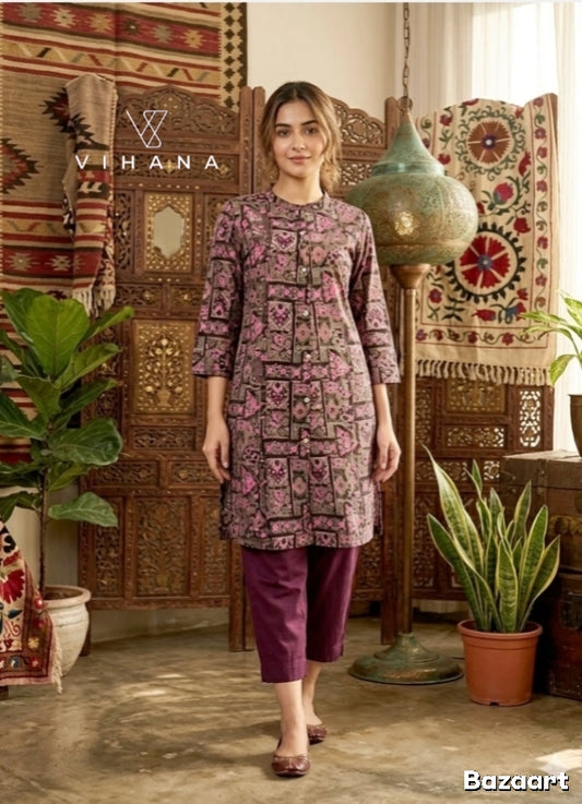 Kurti - Top Brownish gray-AKSHVHI-46