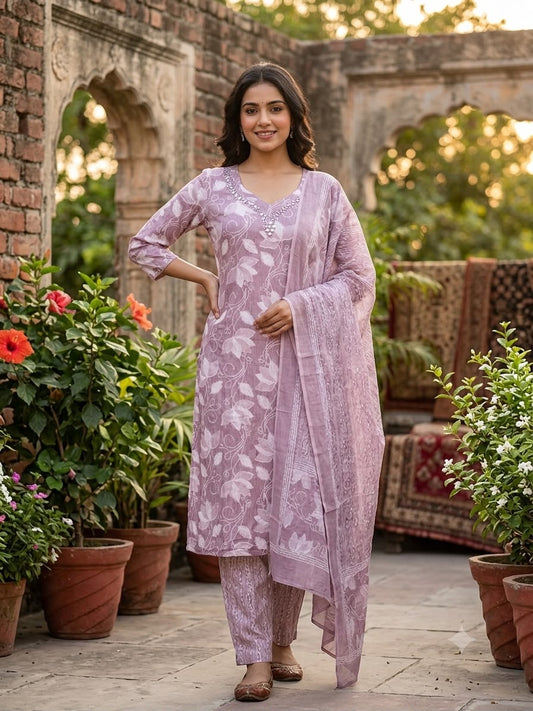 Mauve Floral Print Salwar Suit-AKSHVHI-64