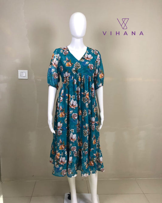 Kurti Peacock Blue Dress Georgette