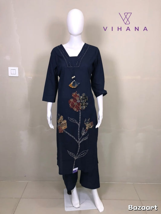 Salwar Suit Set Party Wear Dark Blue