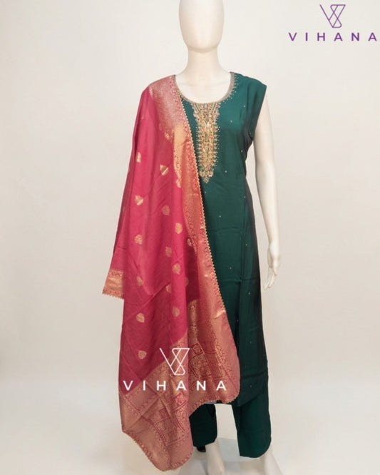 Salwar Suit Set Green Party Wear