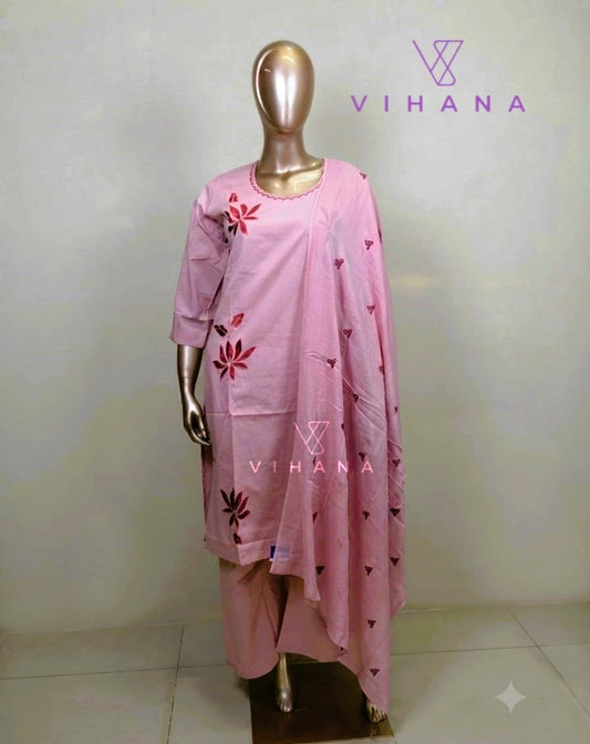 Pink Color Salwar Suit Set  Cotton-AKSHVHI-159