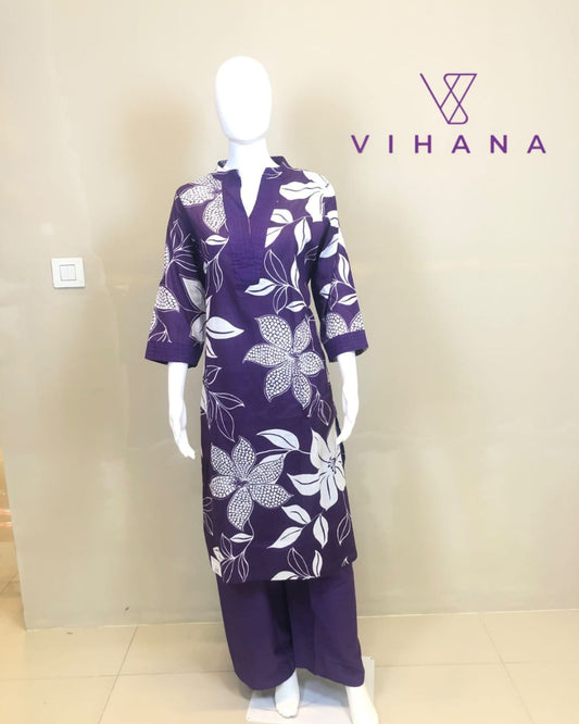 Purple Floral Co-ord  Set Purple