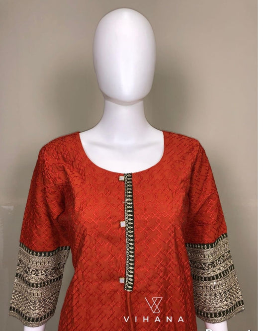 Salwar Suit Set Party Wear Brick Color-AKSHVHI-134