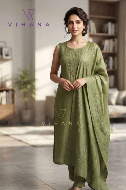 Olive Green Premium Vatican Salwar Suit AKSHVHI-160