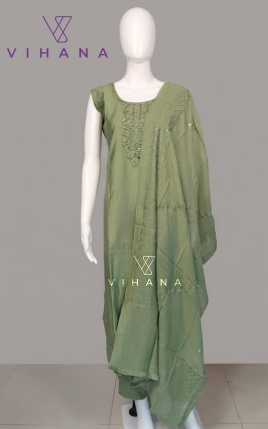 Olive Green Premium Vatican Salwar Suit AKSHVHI-160