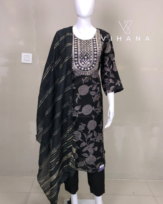Salwar Suit Set Diya Vertican Printed