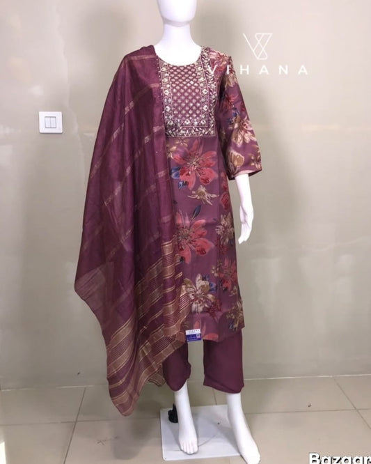 Salwar Suit Set Diya Vertican Printed