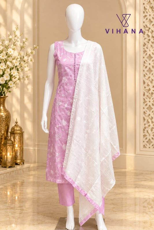 Salwar Suit Set Silk Lavender Color AKSHVHI-205