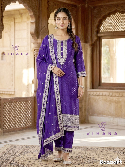 Salwar Suit Set Violet party Wear