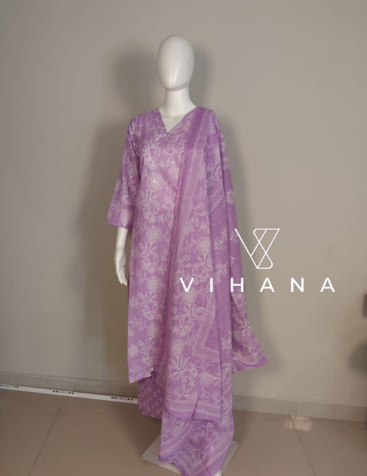 Lavender Salwar Cotton Suit Set
