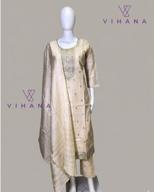 Salwar Suit Set  Party Wear Off White Color