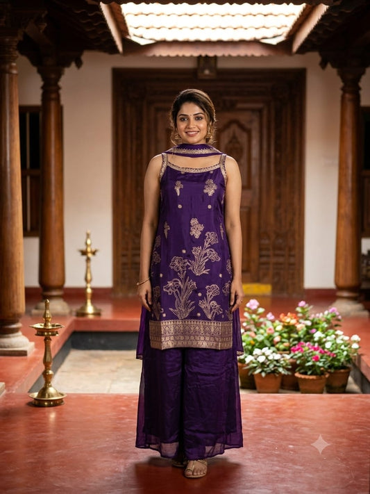 Violet Color Sharara Palazzo Suit Set-AKSHVHI-123