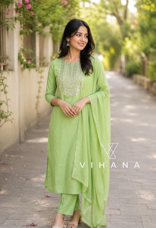 Pista Green Kurta 3 pcs suit set