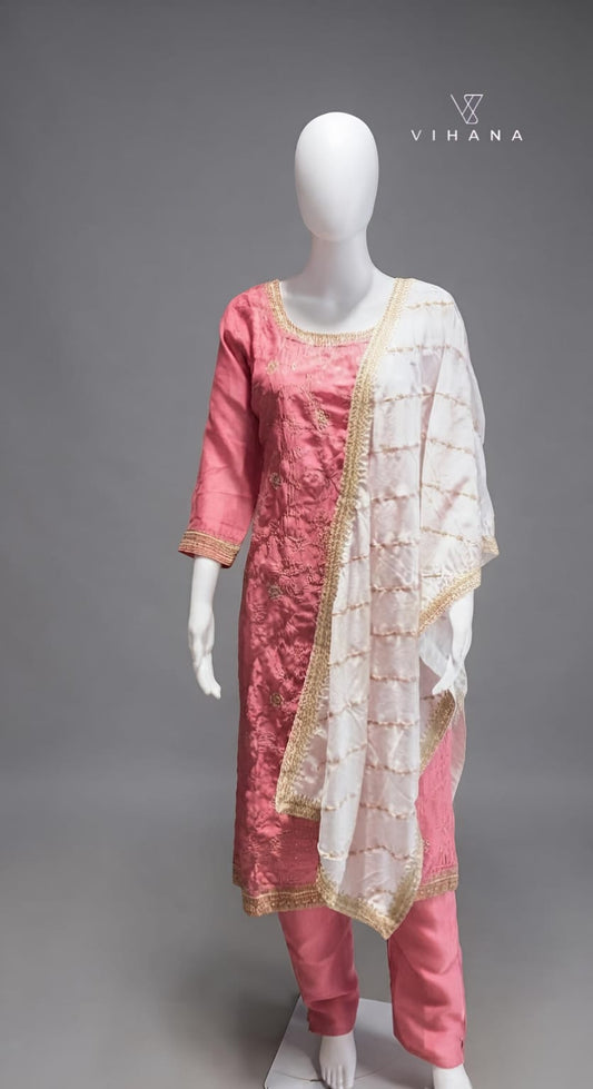 Salwar Suit Set Pink Color Party Wear AKSHVHI-214