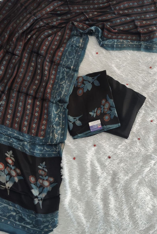 Luxurious Pure Modal Silk Handblock Ajrak Printed Salwar Suit Material