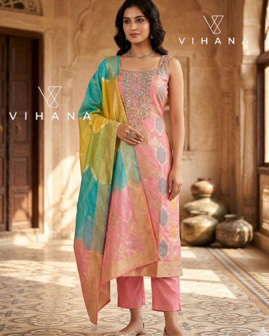 Party Wear Pink Kurti Suit