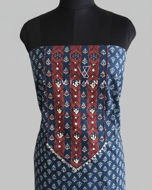 Salwar Suit Materials Cotton Hand Work Screen Print  Salwar Set