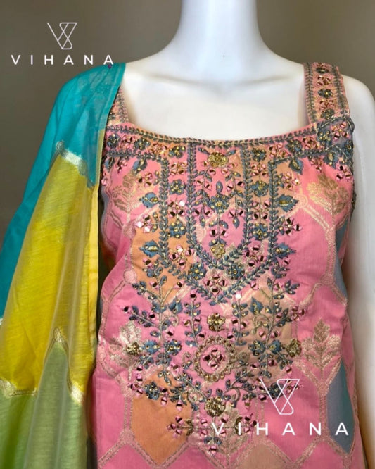 Party Wear Pink Kurti Suit