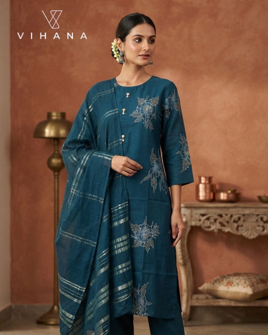 Peacock Light Blue Color Salwar Suit Vatican Printed-AKSHVHI-140