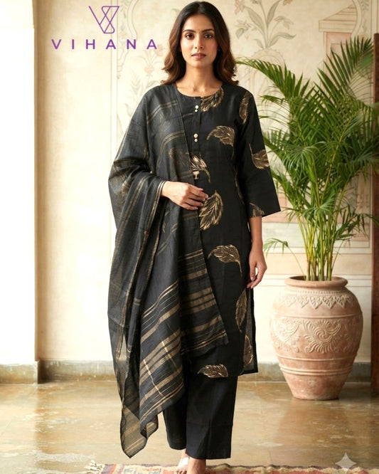 Greyish Black  Salwar Suit Set Vatican Printed-AKSHVHI-142