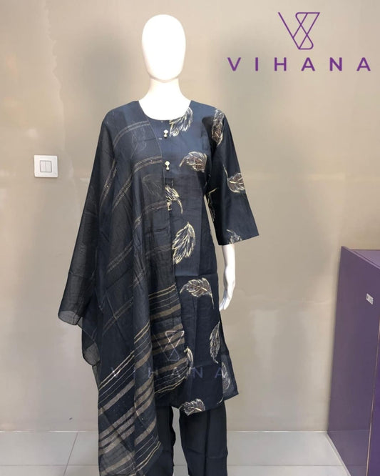 Greyish Black  Salwar Suit Set Vatican Printed-AKSHVHI-142