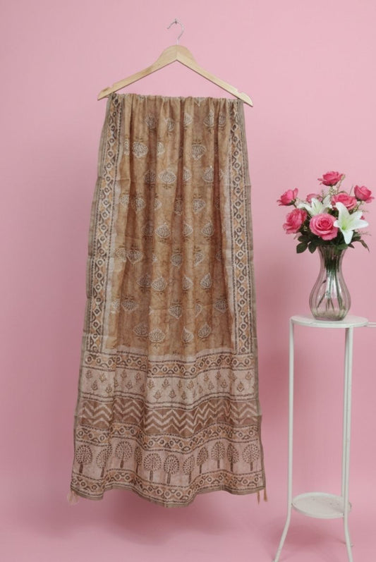 Soft Beige Premium Chanderi Cotton Salwar Suit Material