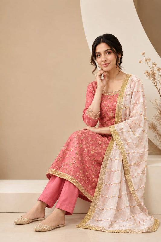 Salwar Suit Set Pink Color Party Wear AKSHVHI-214