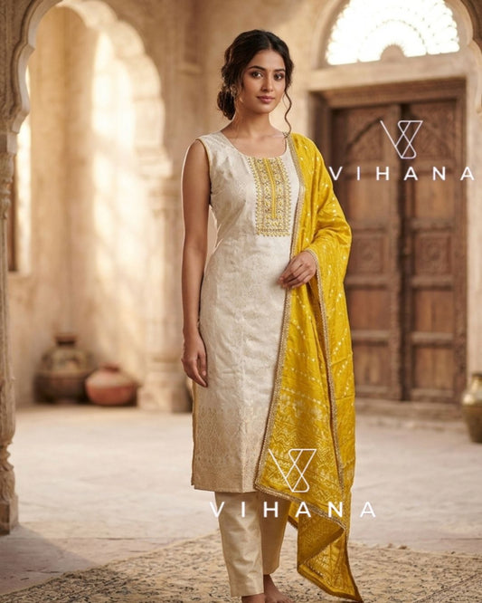 Salwar Suits Set Off White Party Wear-AKSHVHI-111