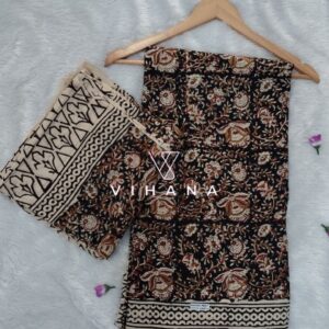 Earthy Black Bagru Hand Block Printed Cotton Salwar Suit Material