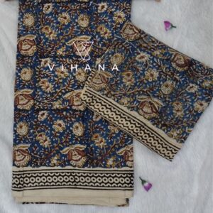 Classic Blue Bagru Hand Block Printed Cotton Salwar Suit Material