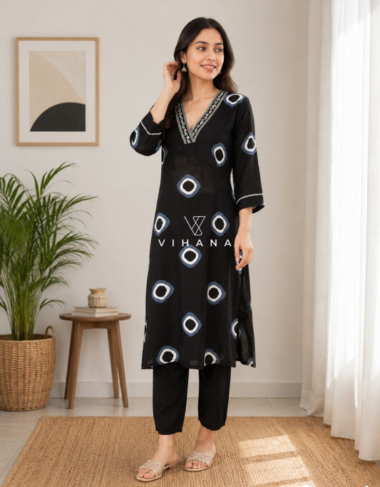 Co ord Set  Black Color Rayon-AKSHVHI-19