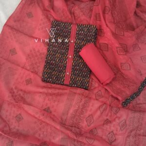 Earthy Black Patola Printed Cotton Salwar Suit Material