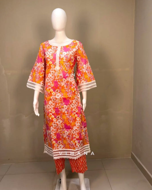 Orange Floral Co-ord Set Orange