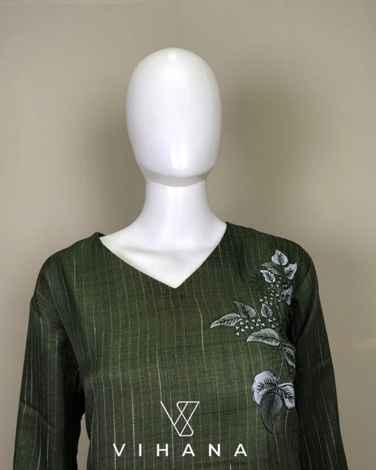 Cord Set Green Embroidered-AKSHVHI-24