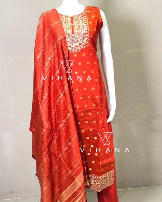 Salwar Suit Party Wear Orange Color