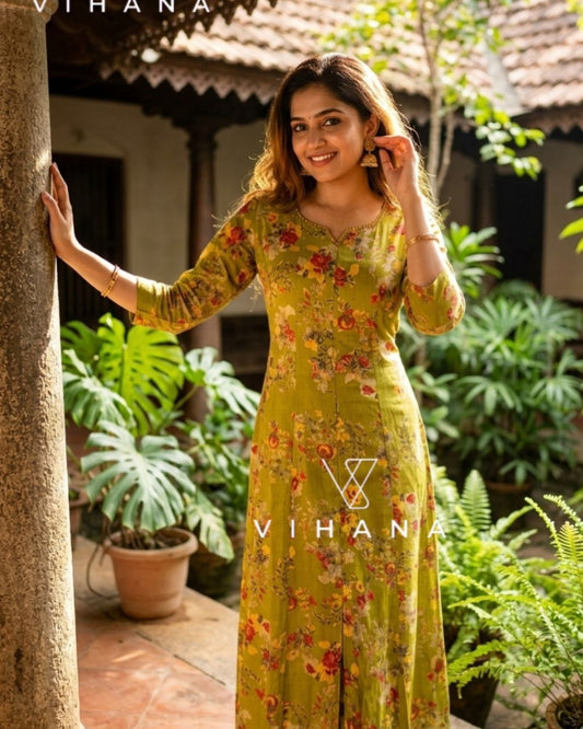 Kurti Anarkali Green-AKSHVHI-49